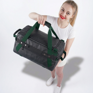 Black Bag with Green Strap Weekender Bag
