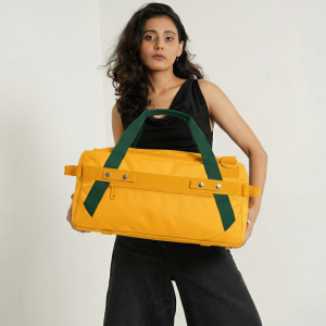 Yellow Bag with Blue Strap Weekender Bag